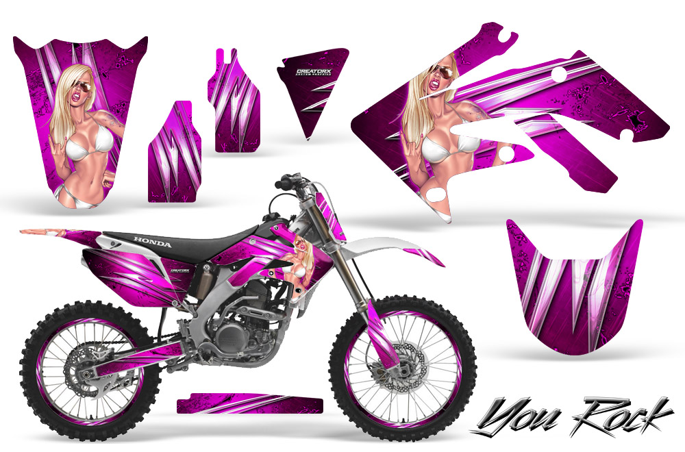 Honda CRF250R 04-09 Graphics Kit You Rock Pink NP Rims